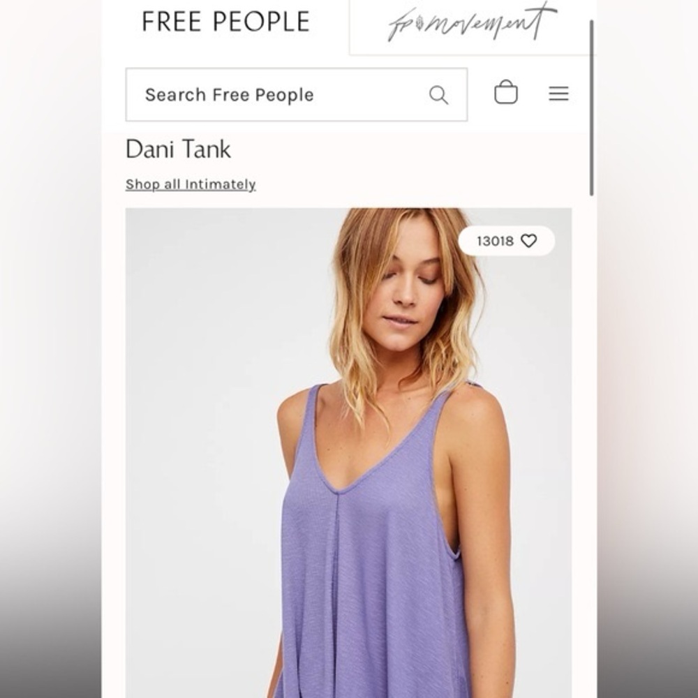 Free People Lavender Dani Tank Top